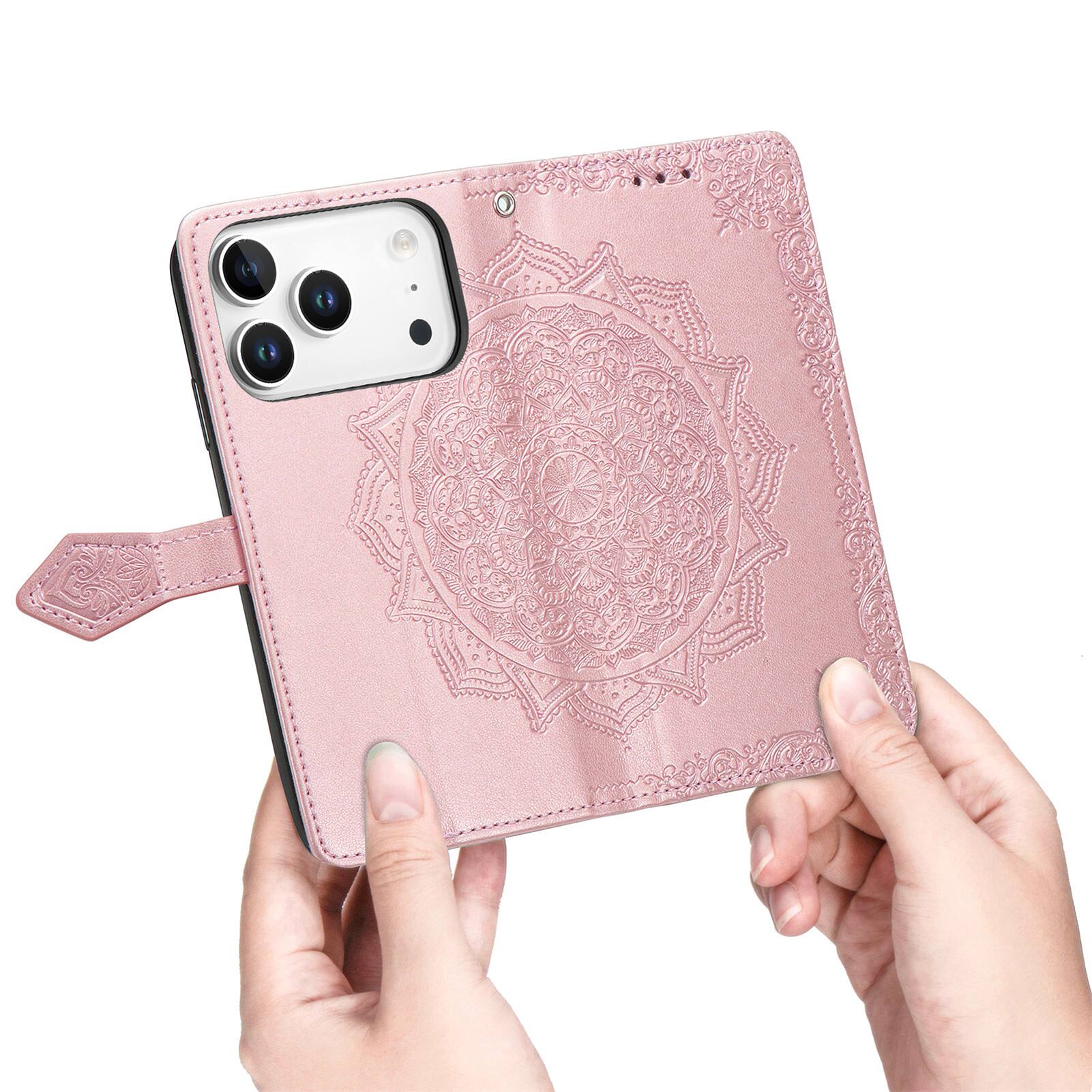 Alt View 2. Dteck - Magnetic Wallet Case For Apple iPhone 17 Pro, Shockproof Card Slots Stand Flip Phone Protective Cover with Hand Strap - Rosegold.