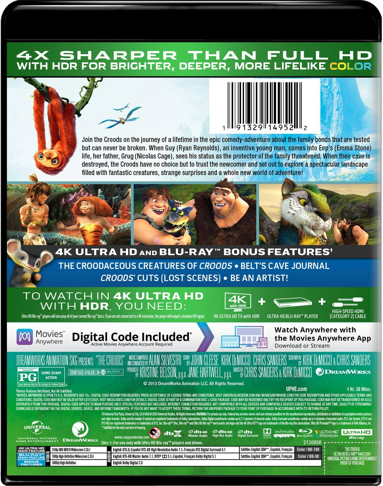 Back. The Croods   - 4K Blu-Ray.