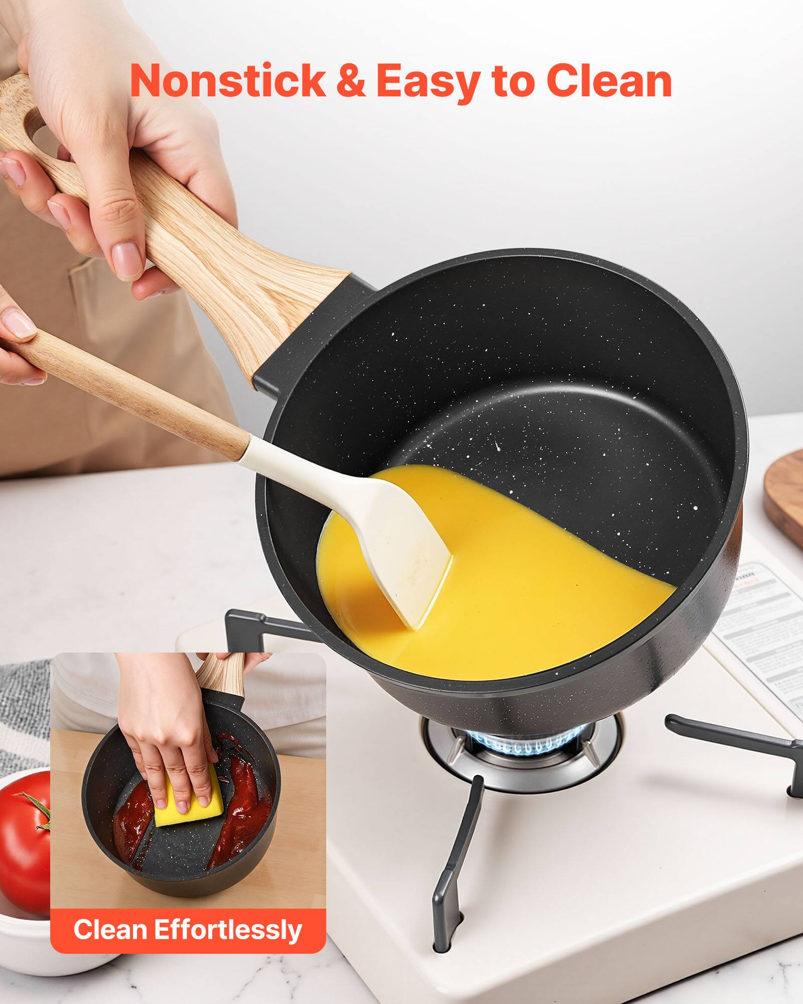 Nonstick & Easy to Clean

Clean Effortlessly