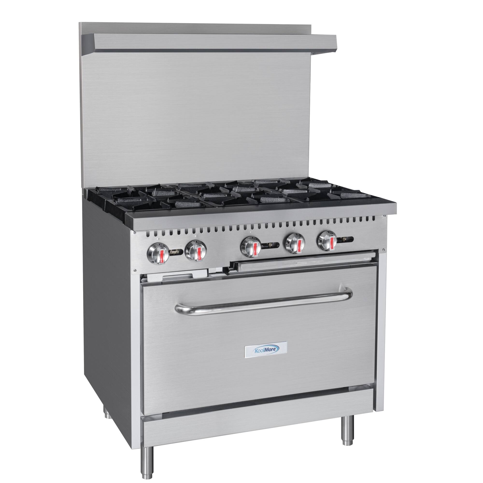 Alt View 1. Koolmore - 36 in. 6 Burner Commercial Natural Gas Range in Stainless-Steel (KM-CR36-NG) - Stainless Steel.