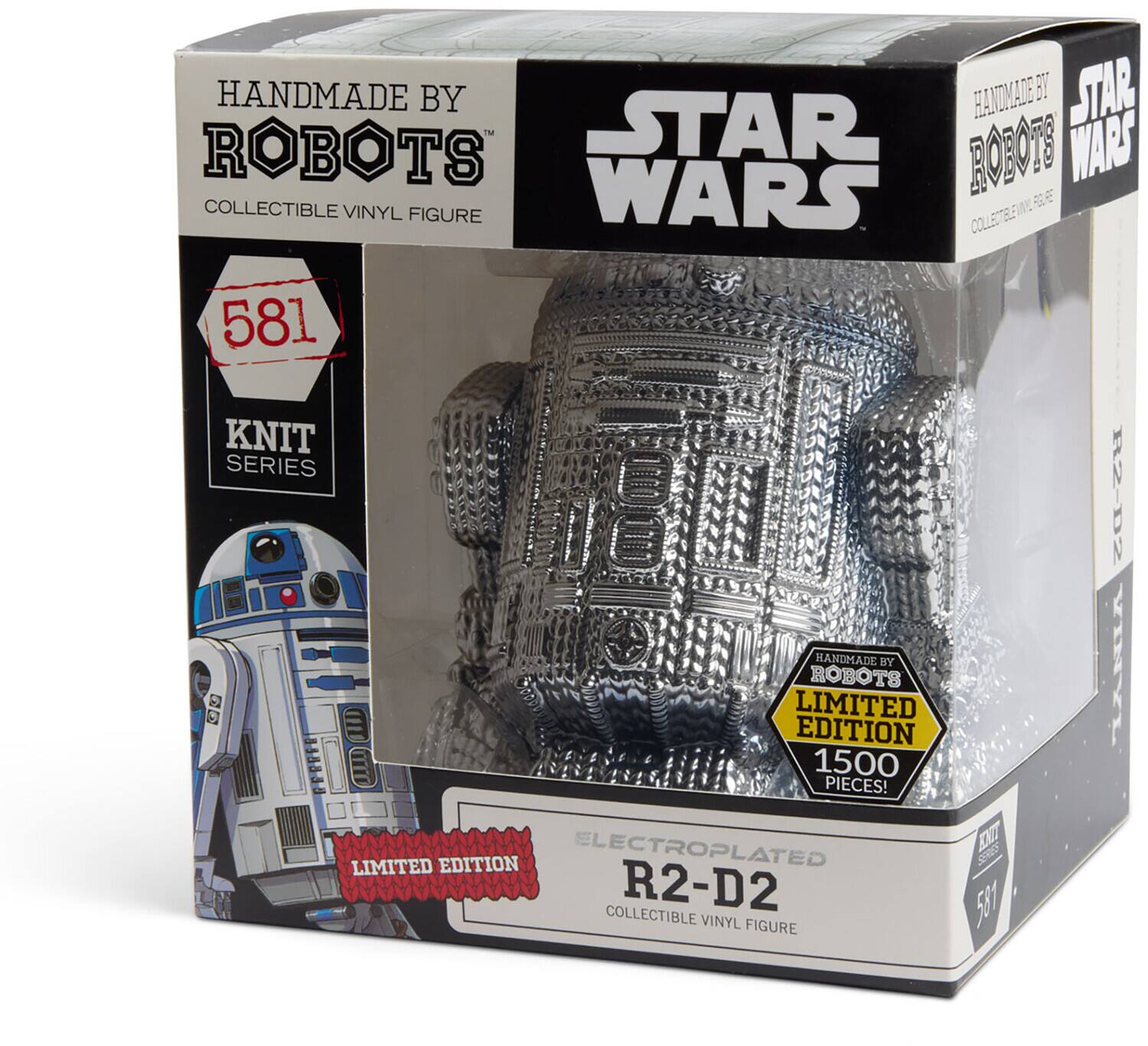 HANDMADE BY ROBOTS COLLECTIBLE VINYL FIGURE  
STAR WARS  
581 KNIT SERIES  
R2-D2  
HANDMADE BY GD LIMITED EDITION  
1500 PIECES!  
ELECTROPLATED LIMITED EDITION