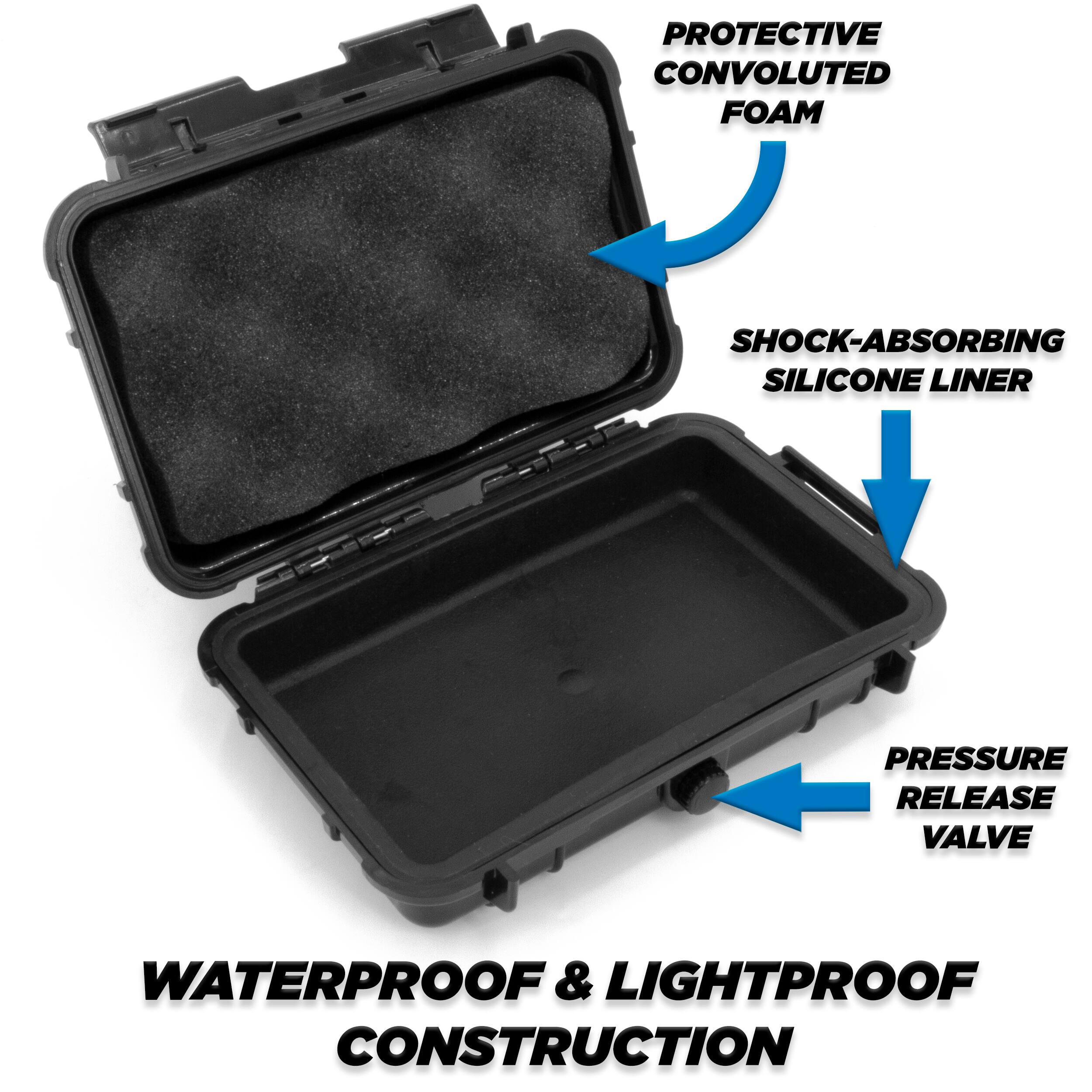 PROTECTIVE CONVOLUTED FOAM  
SHOCK-ABSORBING SILICONE LINER  
PRESSURE RELEASE VALVE  
WATERPROOF & LIGHTPROOF CONSTRUCTION