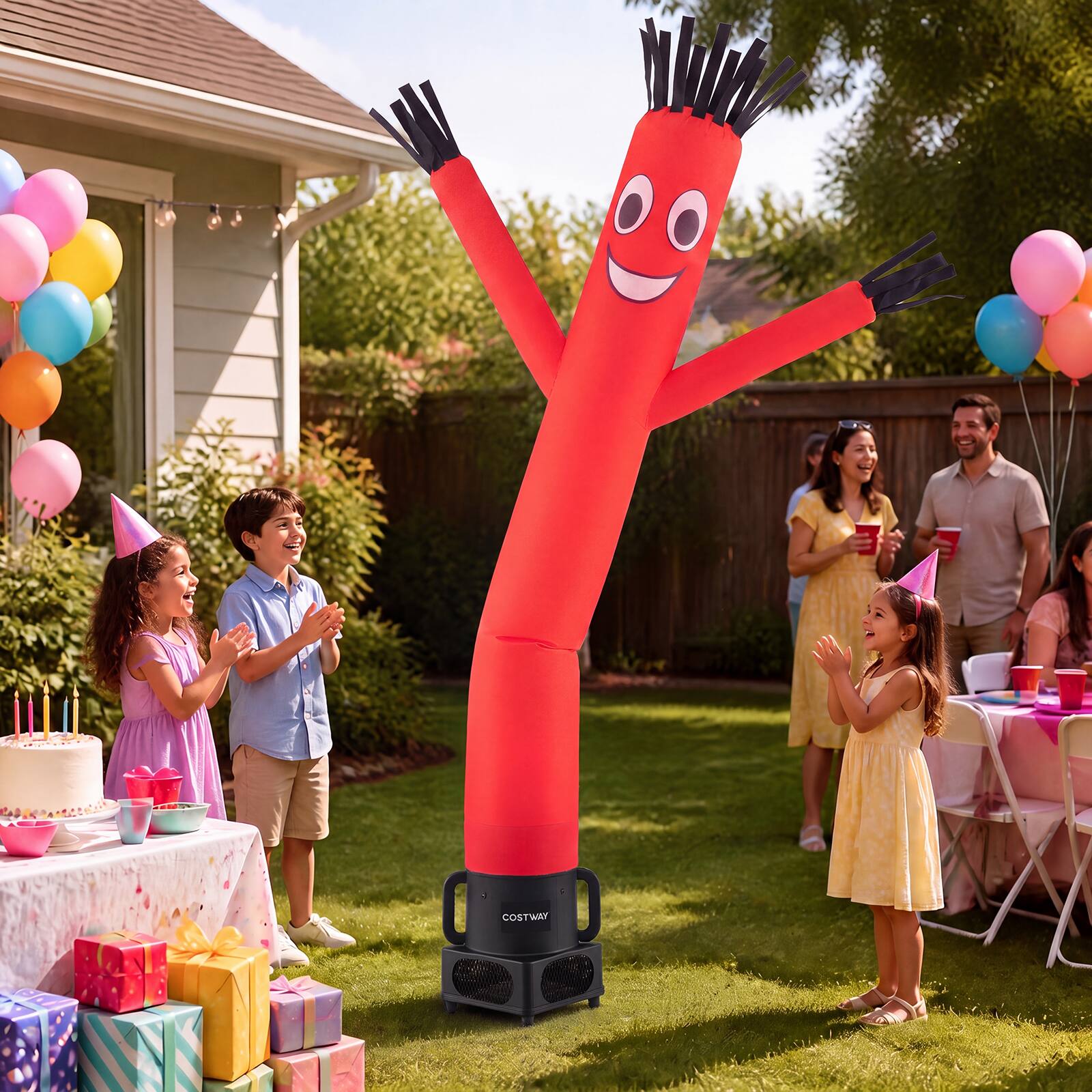 Alt View 1. Costway - Costway 7 FT Inflatable Tube Man with Blower, Wacky Waving Inflatable Tube Guy, Air Dancer - Red & Black.