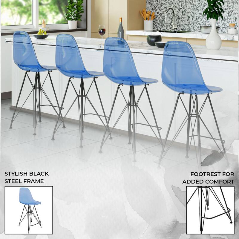 LeisureMod Cresco Modern Acrylic Barstool, Swivel Counter Height Stool ...