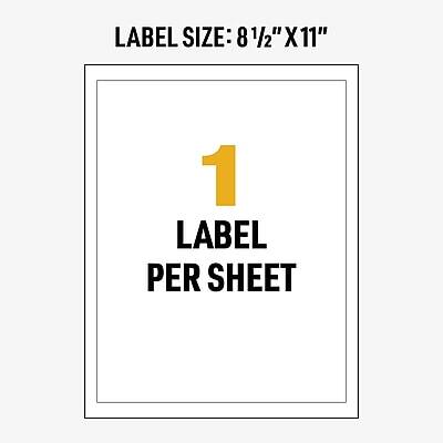 LABEL SIZE: 8 1/2" X 11"  
1 LABEL PER SHEET