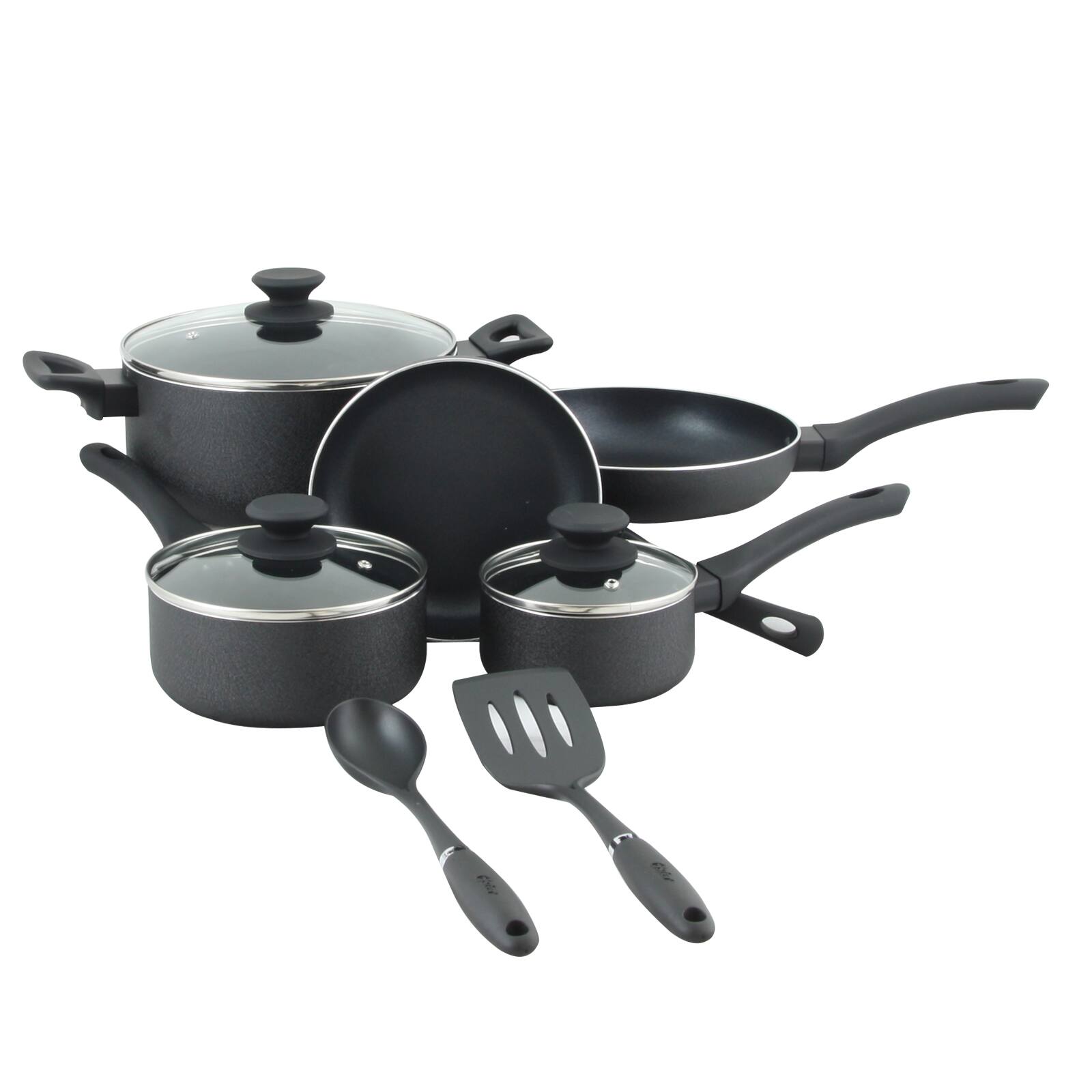 Alt View 2. Oster - Oster Ashford 10 Piece Aluminum Nonstick Cookware Set in Black - Black.