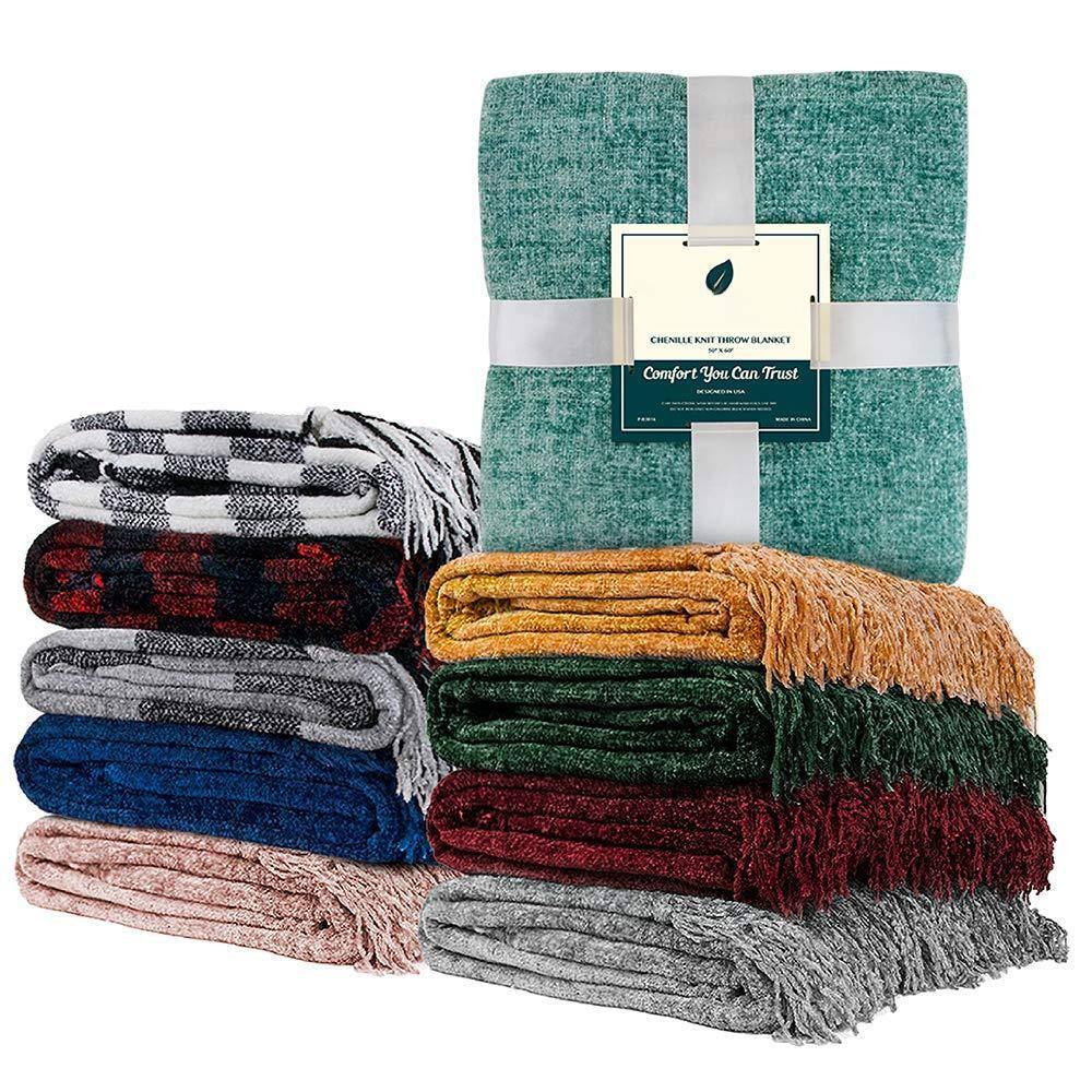 Chenille Knit Throw Blanket  
70% Acrylic, 30% Polyester  
Comfort You Can Trust
