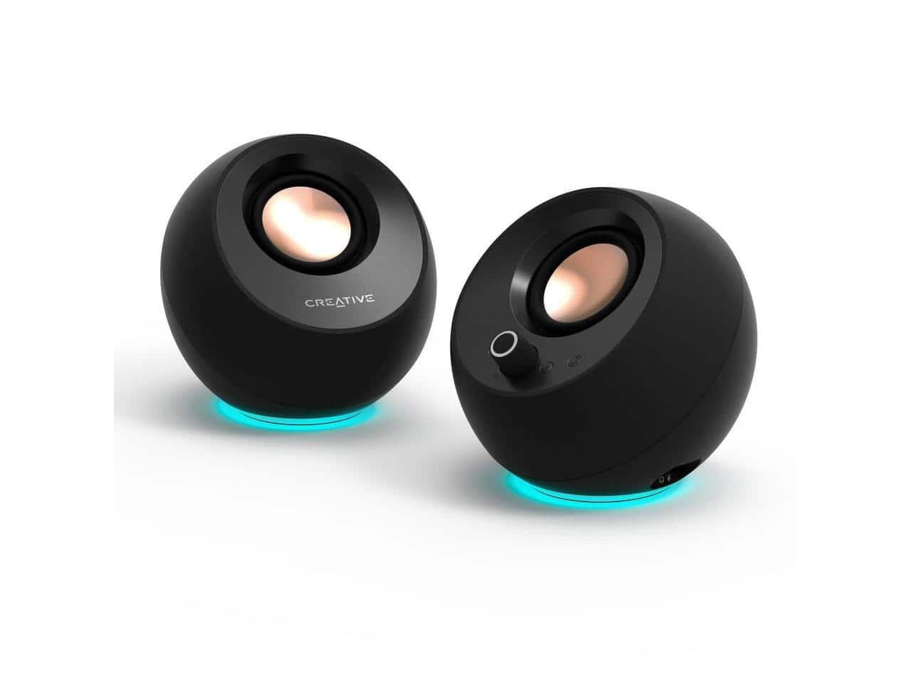 Creative Labs - Creative Pebble Pro Minimalist 2.0 USB-C Speakers with Bluetooth, RGB Lighting - Black
