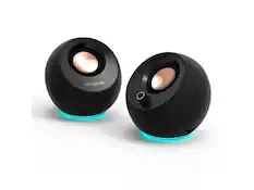 Front. Creative Labs - Creative Pebble Pro Minimalist 2.0 USB-C Speakers with Bluetooth, RGB Lighting - Black - Black.