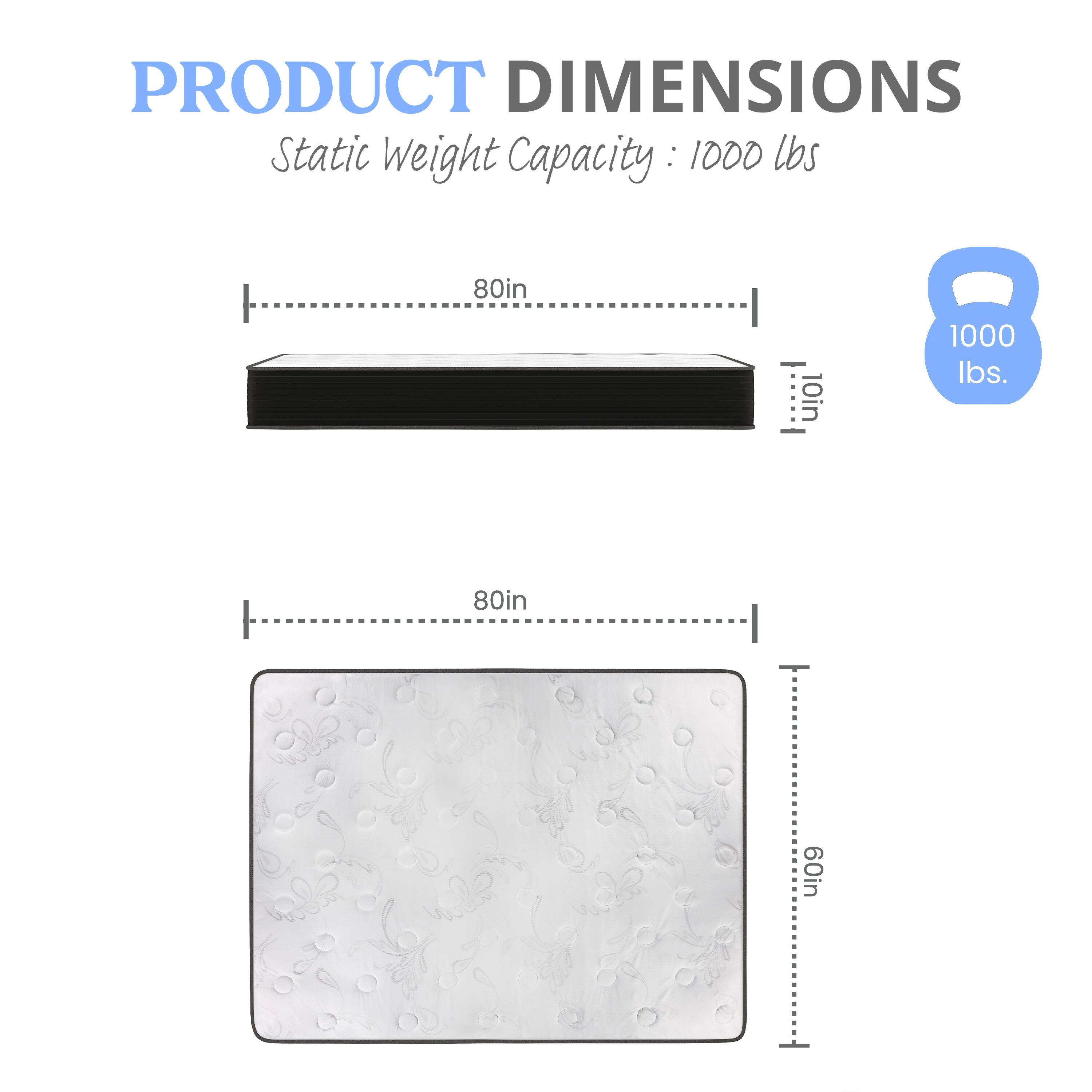 PRODUCT DIMENSIONS  
Static Weight Capacity: 1000 lbs  
80in x 10in  
80in x 60in