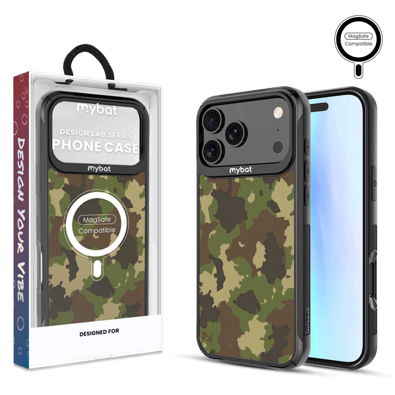 mybat  
DESIGN LAB SERIES  
PHONE CASE  
mybat  
DESIGN YOUR VIBE  
MagSafe Compatible  
DESIGNED FOR