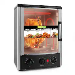 NutriChef - Vertical 1500W Countertop Oven with Rotisserie, Bake, Broil, & Kebab Rack Functions - black/grey
