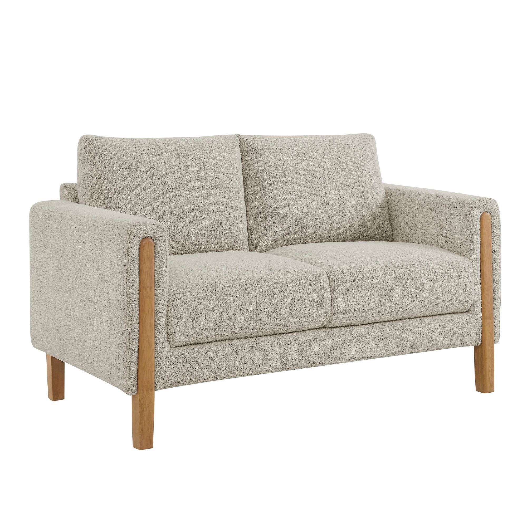 Angle. Modway - Hawken Boucle Fabric Loveseat by Modway - Parchment Beech.