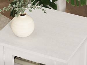 Alt View 4. Bestier - Side Table with Acrylic Door Storage Cabinet, Modern End Table with Handle for Living Room or Bedroom - white.