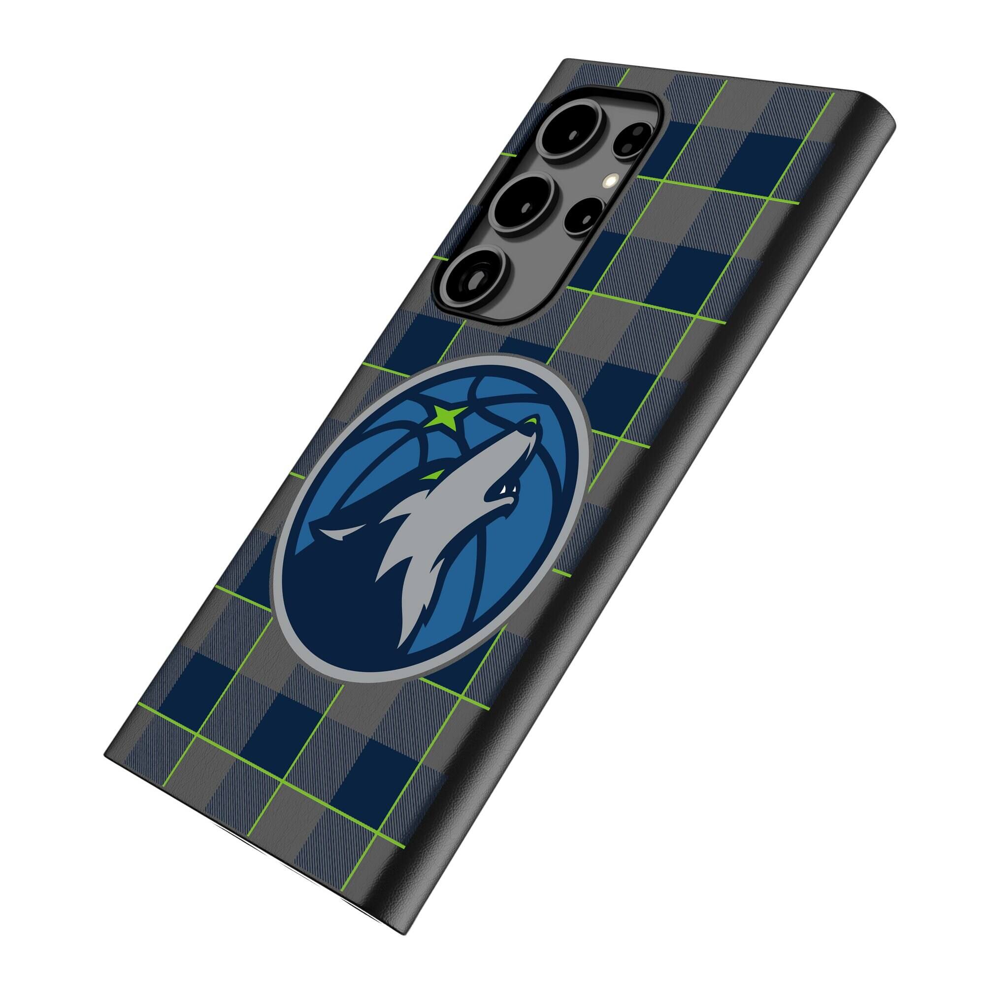 Alt View 1. Keyscaper - Minnesota Timberwolves Plaid Galaxy Magnetic Bump Case - S24 - Black.