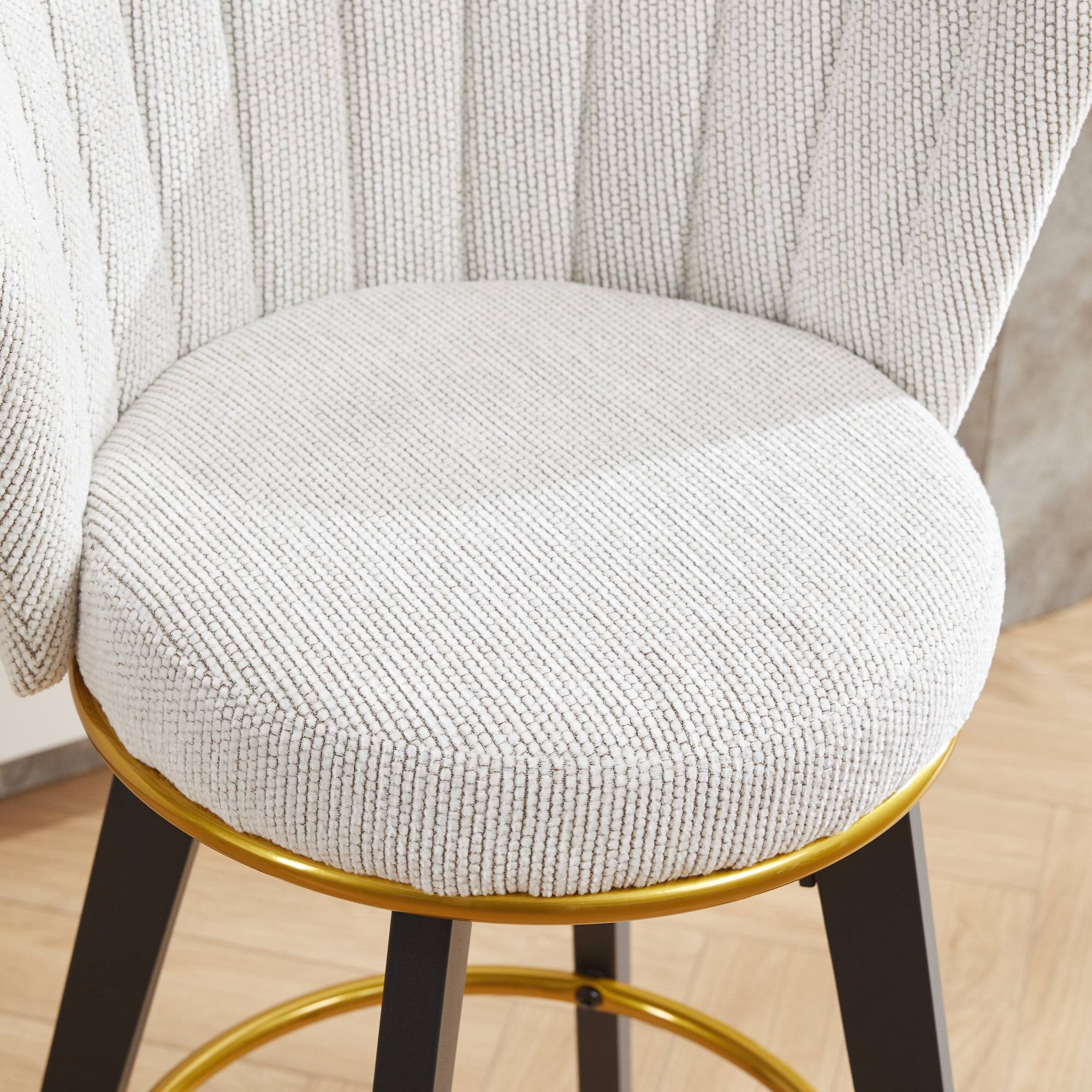 Alt View 4. GOODSILO - Modern Swivel Counter Height Bar Stools Set of 2 with Upholstered Backs and Metal Legs - Beige.