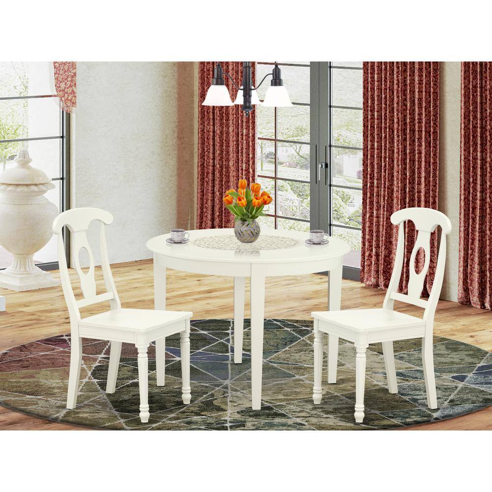 Left. East West Furniture - Dining Room Set Linen White - Brown.
