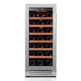 Ca'Lefort - 15 inch Wine Cooler Refrigerator, 33 Bottles, 40-65°F, Glass Door, 3LED, Built-In/Freestanding, 3.0 cu. ft - Stainless Steel