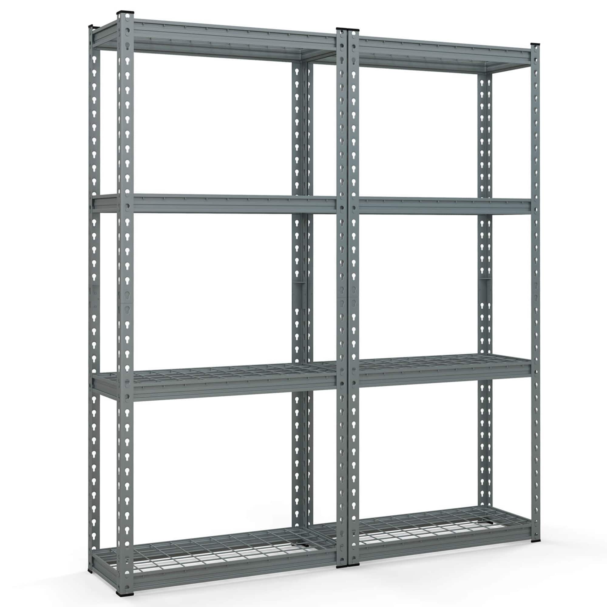 Front. Costway - Costway 2 PCS 4-Tier Metal Shelving Unit Heavy Duty Wire Storage Rack with Anti-slip Foot Pads - Gray.