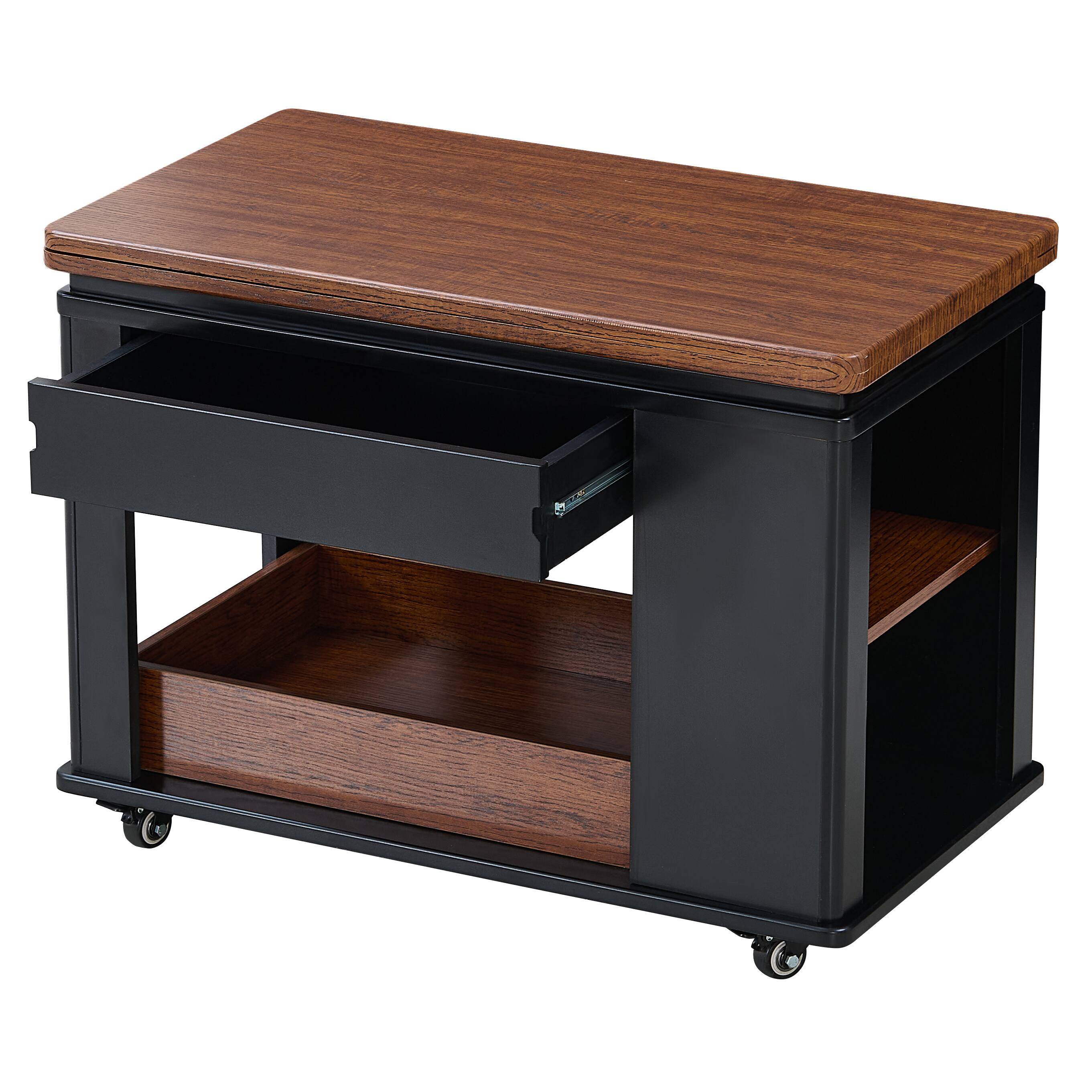 Alt View 6. Bestier - 27.6 Inch Modern Multi Function Coffee Table or Side Table with Foldable Top Casters and Extra Storage Shelf - Black.