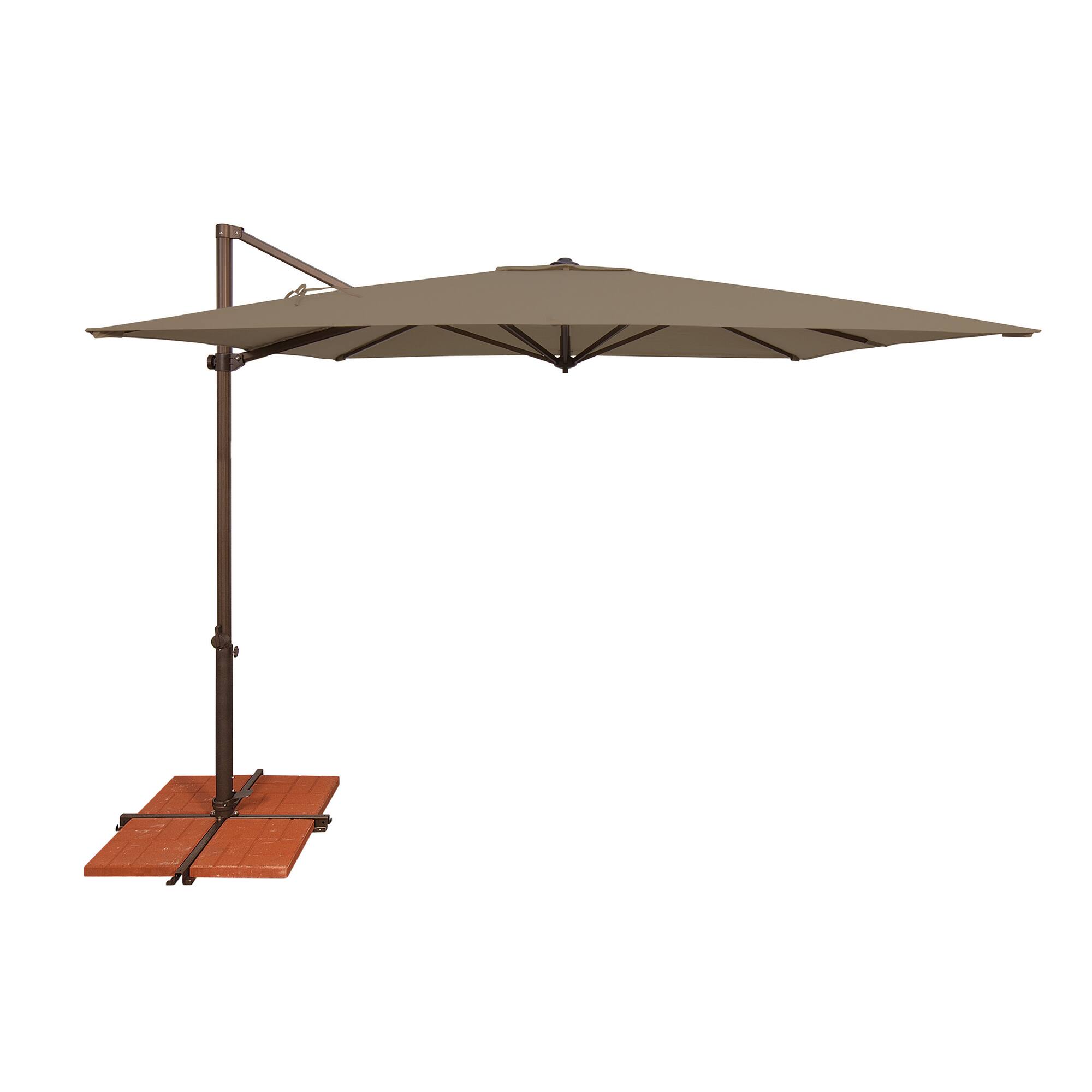 Mondawe - 8.6' Square Cantilever Patio Umbrella Bronze Frame with Cross Bar Stand - Taupe