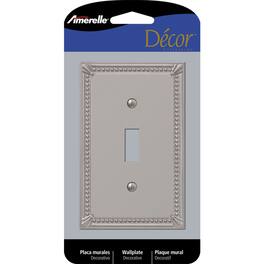 AMERELLE - Imperial Bead Brushed 1 gang Metal Toggle Wall Plate 1 pk - Nickel