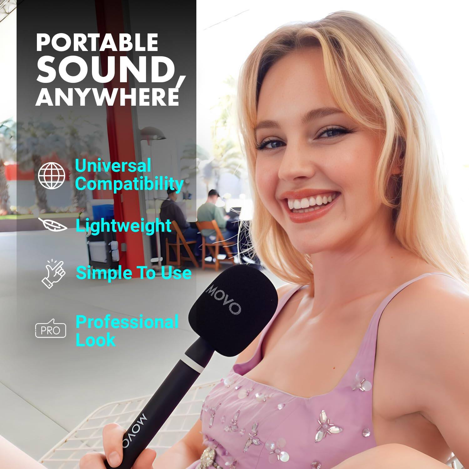 PORTABLE SOUND, ANYWHERE

- Universal Compatibility
- Lightweight
- Simple To Use
- Professional Look

MOVO