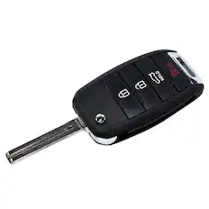 Front. HQRP - Flip Key Fob Shell Case w/ 4 Buttons, Uncut Blade, for Kia Sorento Soul Optima Sportage 2013-2016 - Black.