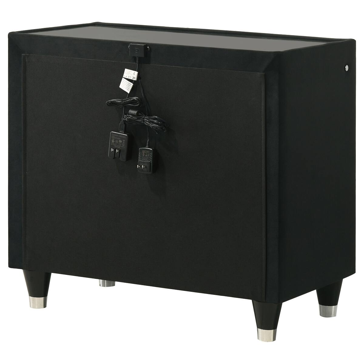 Alt View 3. Loheer - Loheer Black LED Nightstand with USB Charging Ports and Two Drawers - Black.