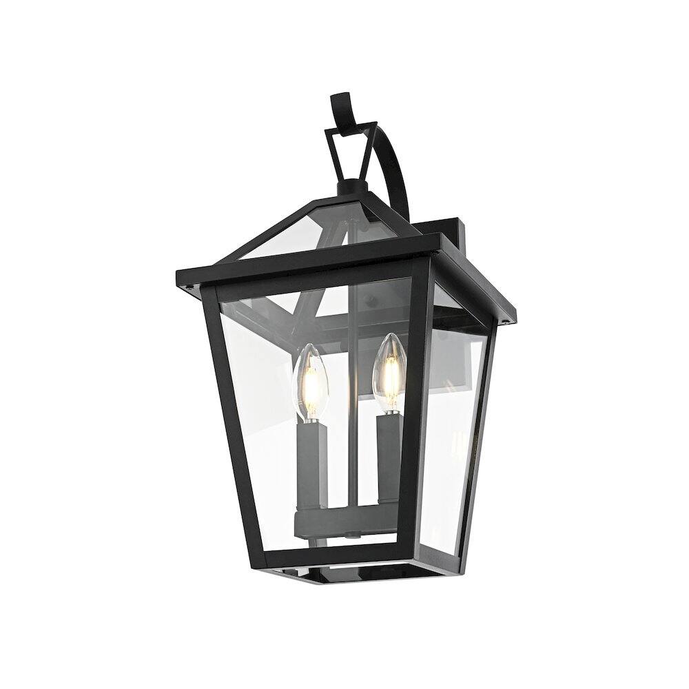 Left. Elegant Lighting - Frankford 7 inch Outdoor Pendant in Black - Black.