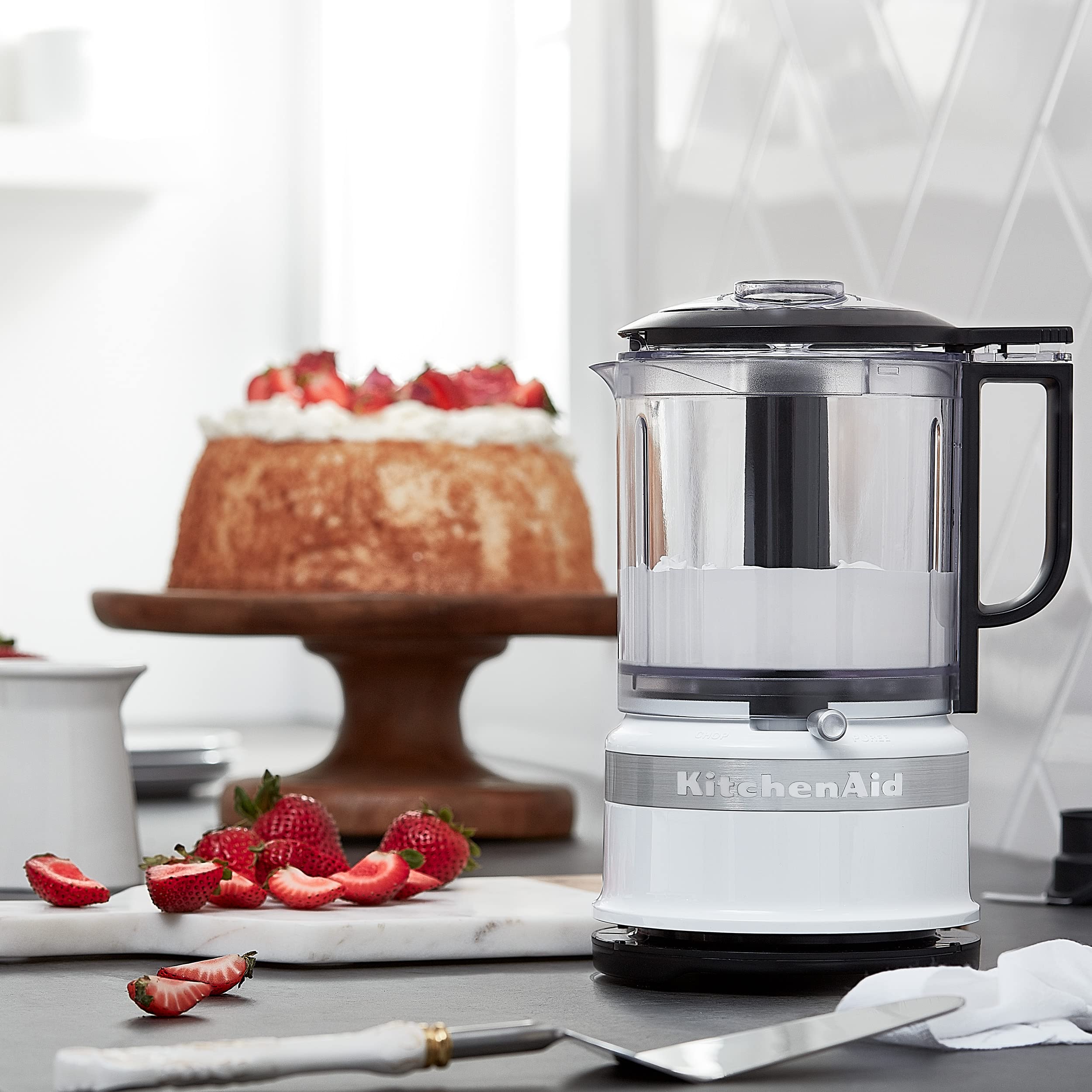 Alt View 2. KitchenAid - 5-Cup Food Chopper with Multi-Purpose Blade and Whisk Accessory, White - White.