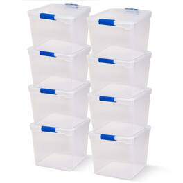 Homz - 31 Quart Heavy Duty Modular Stackable Storage Containers, 8 Pack - Clear