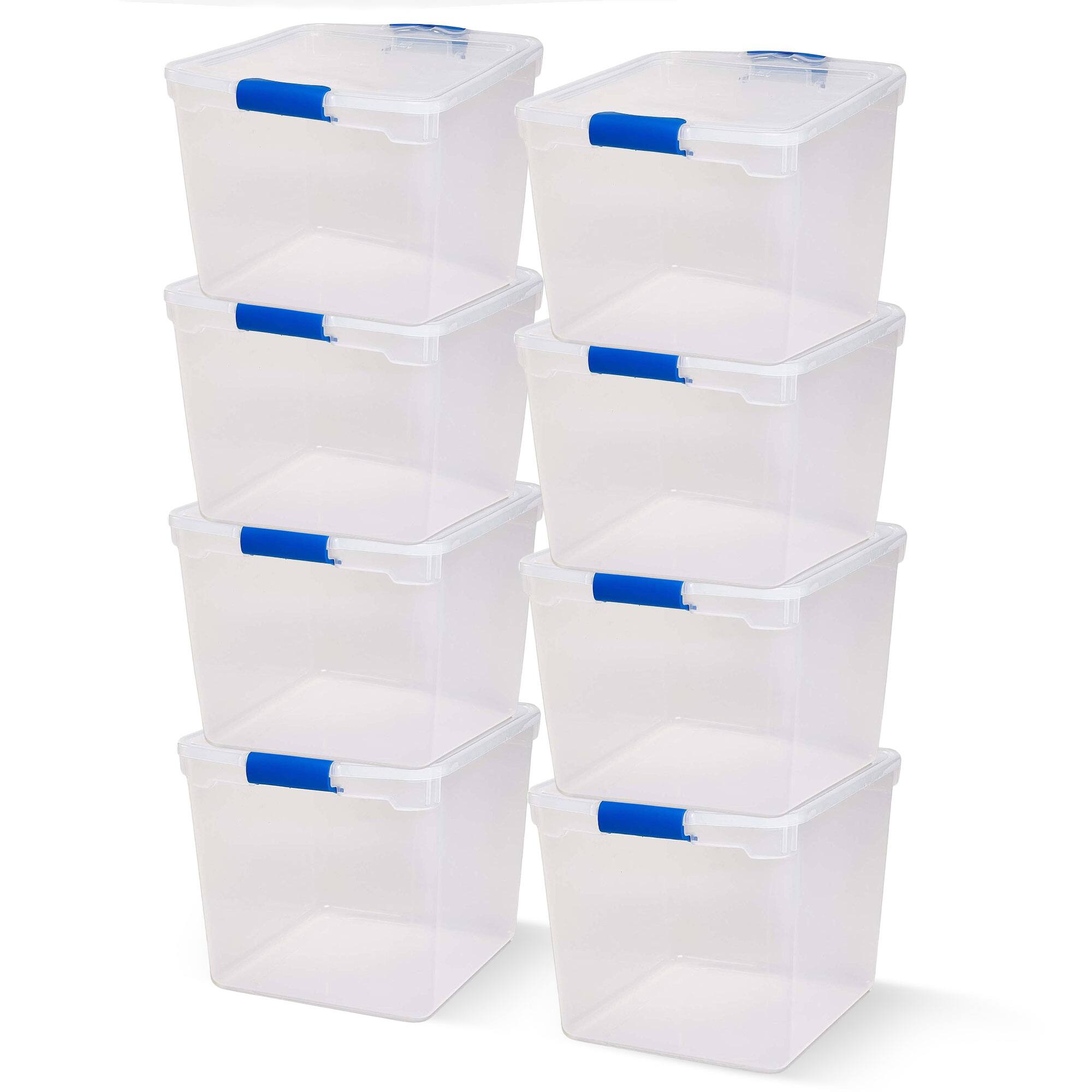 Front. Homz - Homz 31 Quart Heavy Duty Modular Stackable Storage Containers, Clear, 8 Pack - Clear.