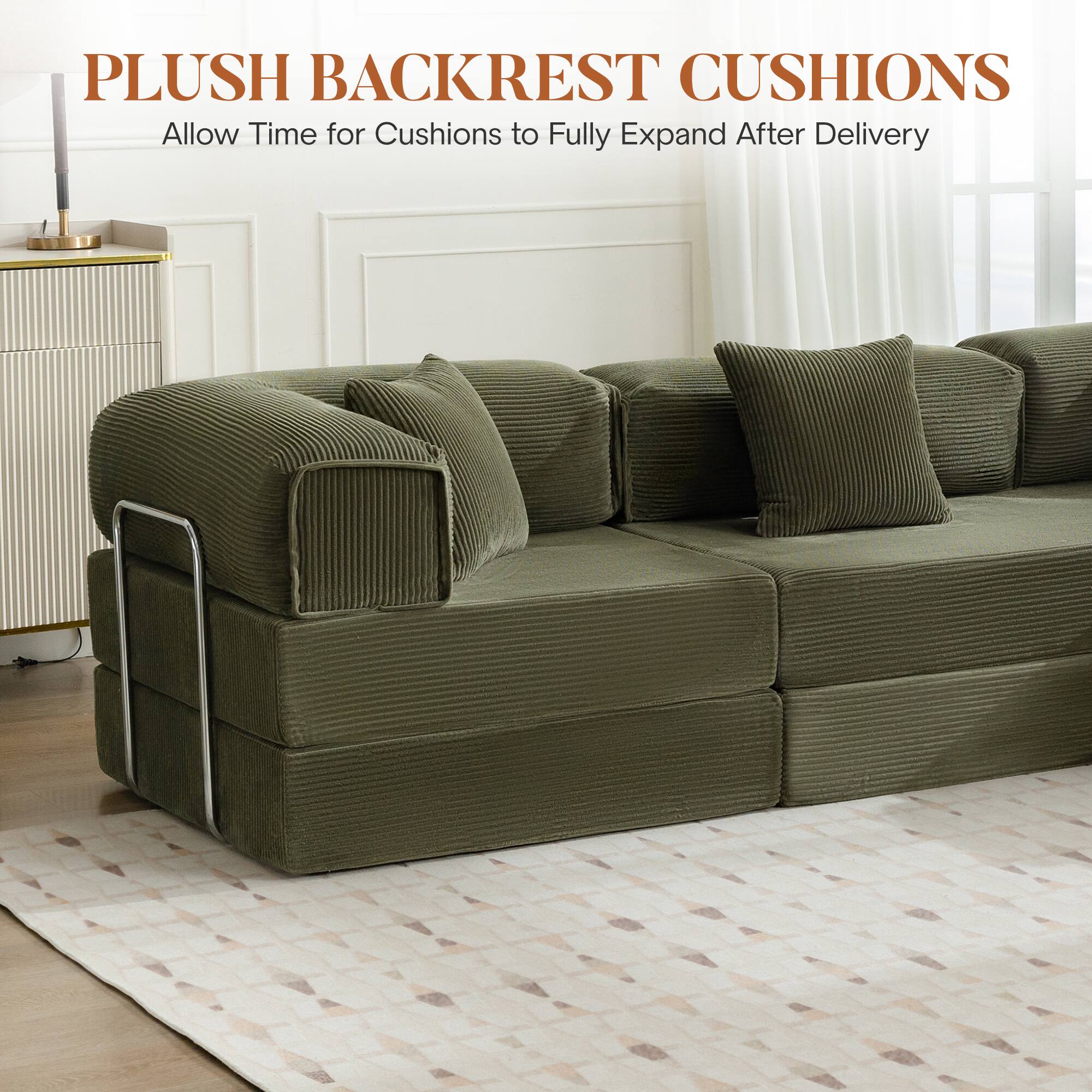 PLUSH BACKREST CUSHIONS  
Allow Time for Cushions to Fully Expand After Delivery