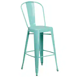 Flash Furniture - Cindy Commercial Grade 30" High Mint Metal Indoor-Outdoor Barstool with Back - Green