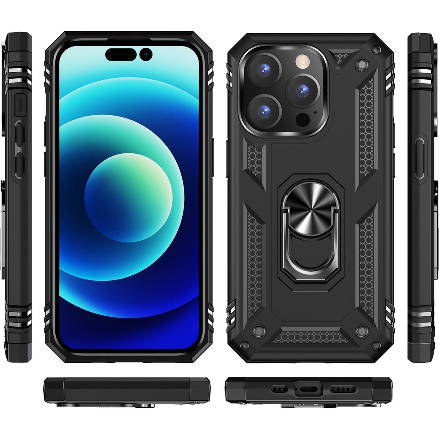 Alt View 11. SaharaCase - Military Kickstand Series Case for Apple iPhone 14 Pro Max - Black.