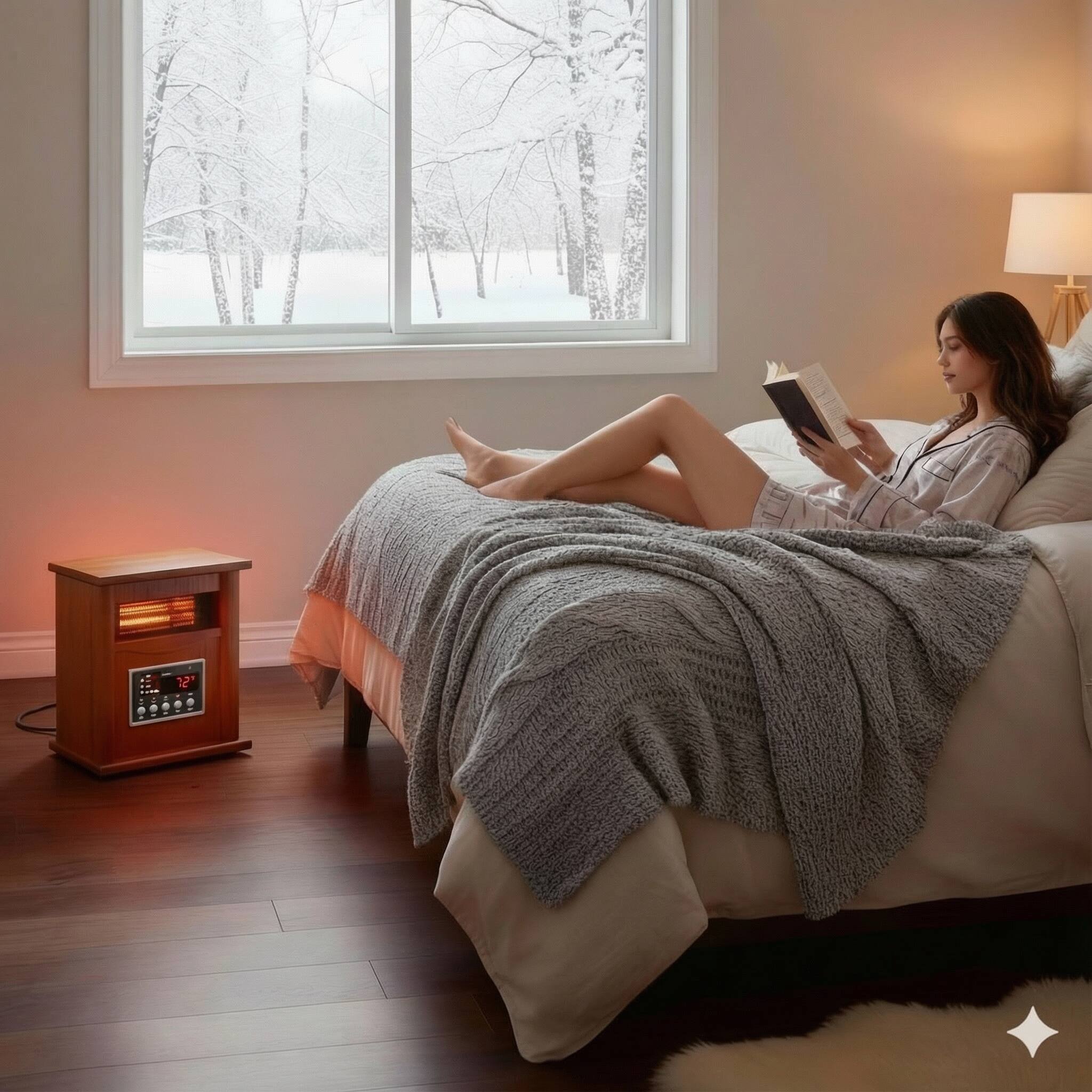 Alt View 4. Airo Comfort - Electric Infrared Space Heater – 1500W Quartz Heater for Indoor Use with Remote Control in Light - Light.