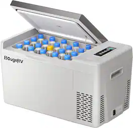 BougeRV - Portable Car Refrigerator 23 Qt 12 Volt Refrigerator Freezer Compressor Cooler with -7℉~50℉ Cooling Range for RV Truck - Gray