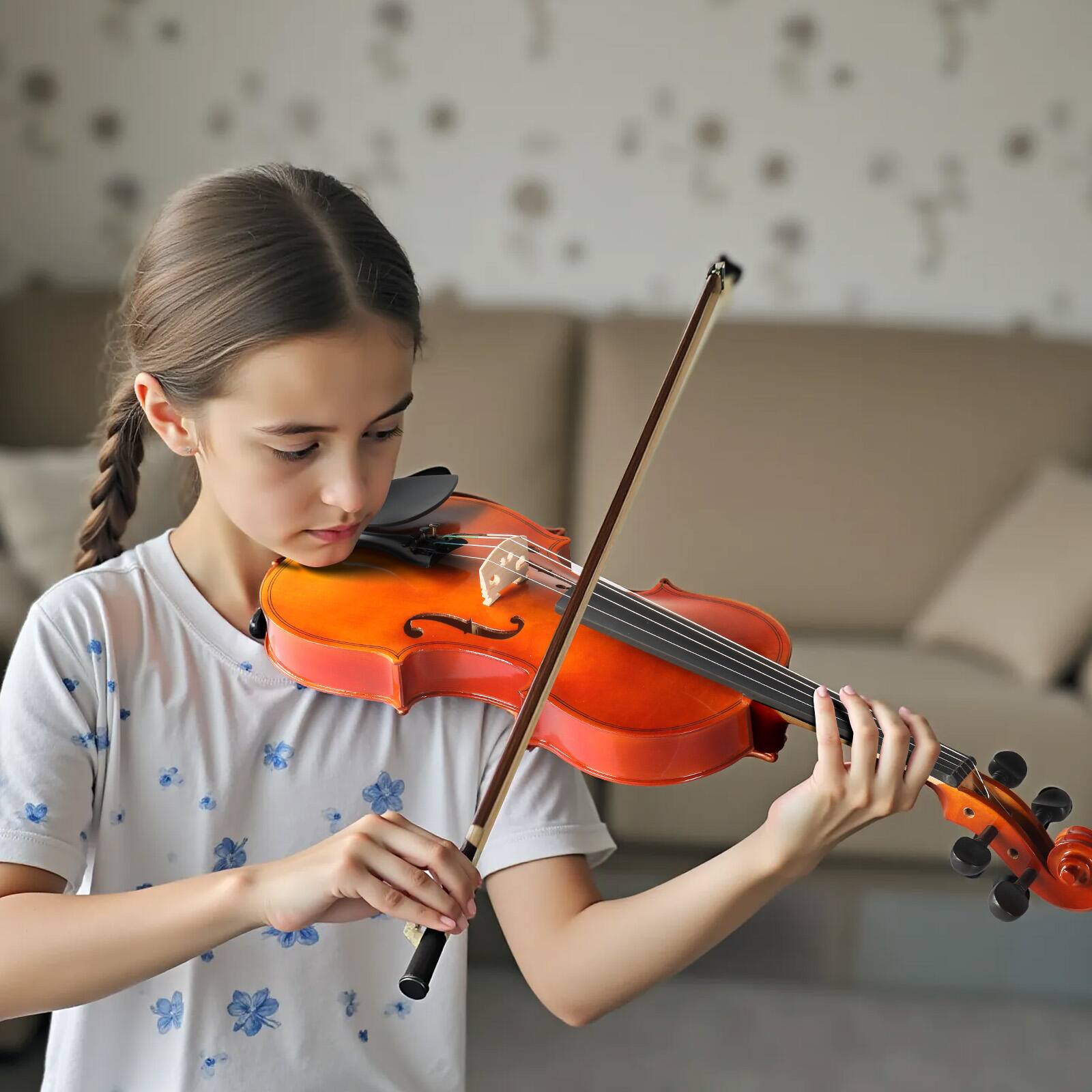 Left. Winado - 1/4 Size Acoustic Violin Fiddle Set + Case Bow Rosin for Students Beginners.