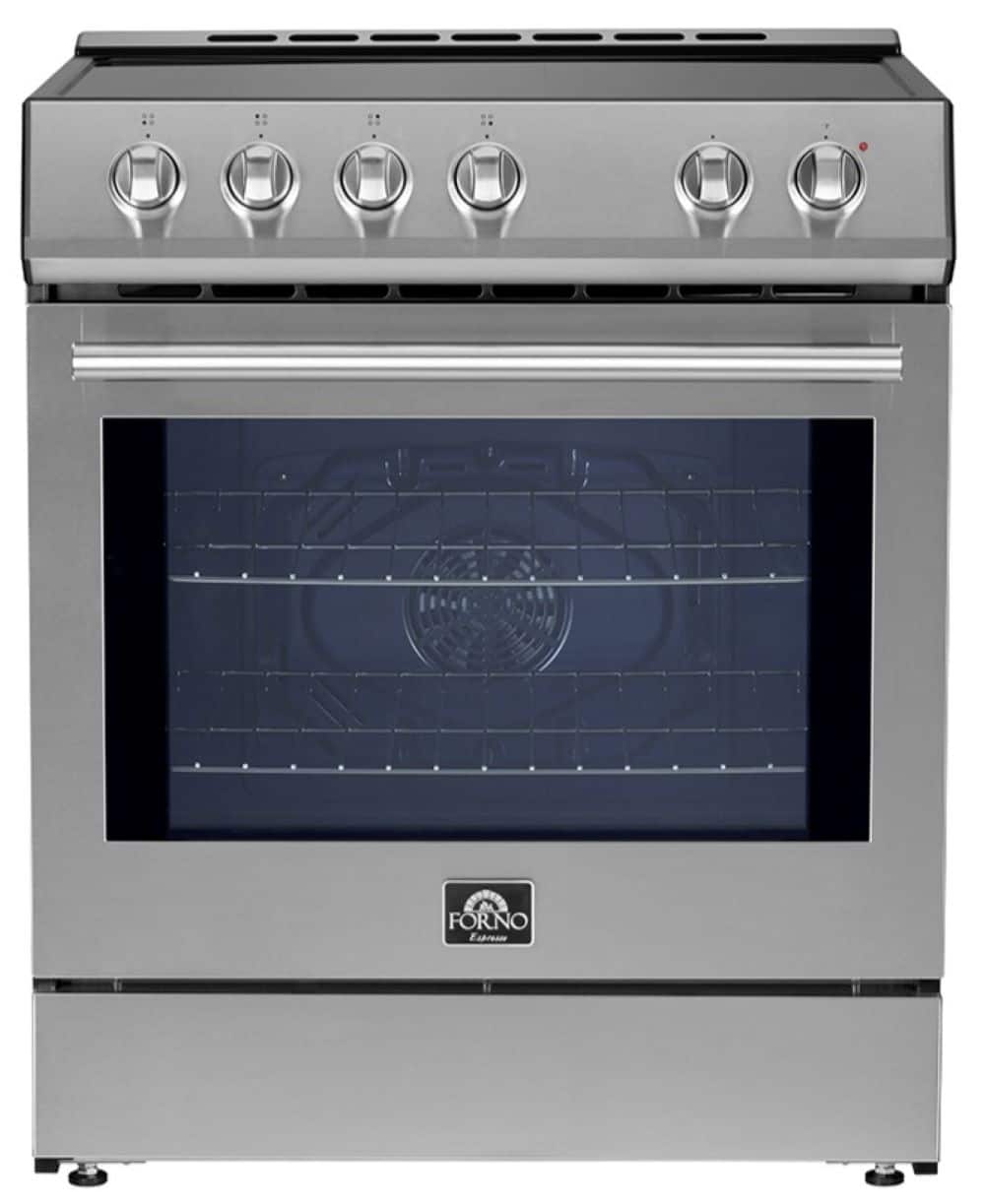 Forno Appliances - Leonardo Espresso 5 cu. ft. Slide-In Electric Induction Convection Range with Customizable Hardware - Silver - Front_Zoom