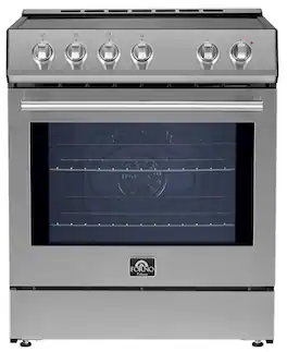 Forno Appliances - Leonardo Espresso 5 cu. ft. Slide-In Electric Induction Convection Range with Customizable Hardware - Silver