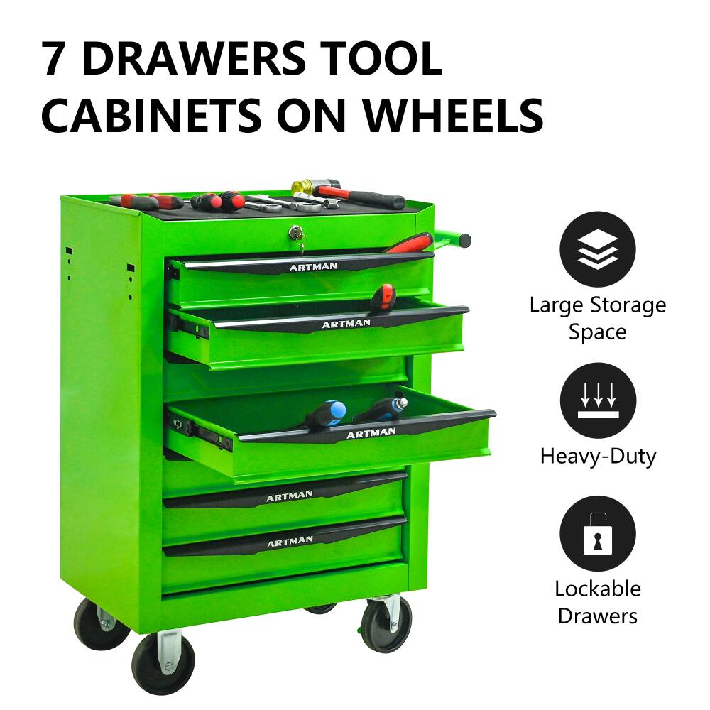 7 Drawers Tool Cabinets on Wheels

- Large Storage Space
- Heavy-Duty
- Lockable Drawers