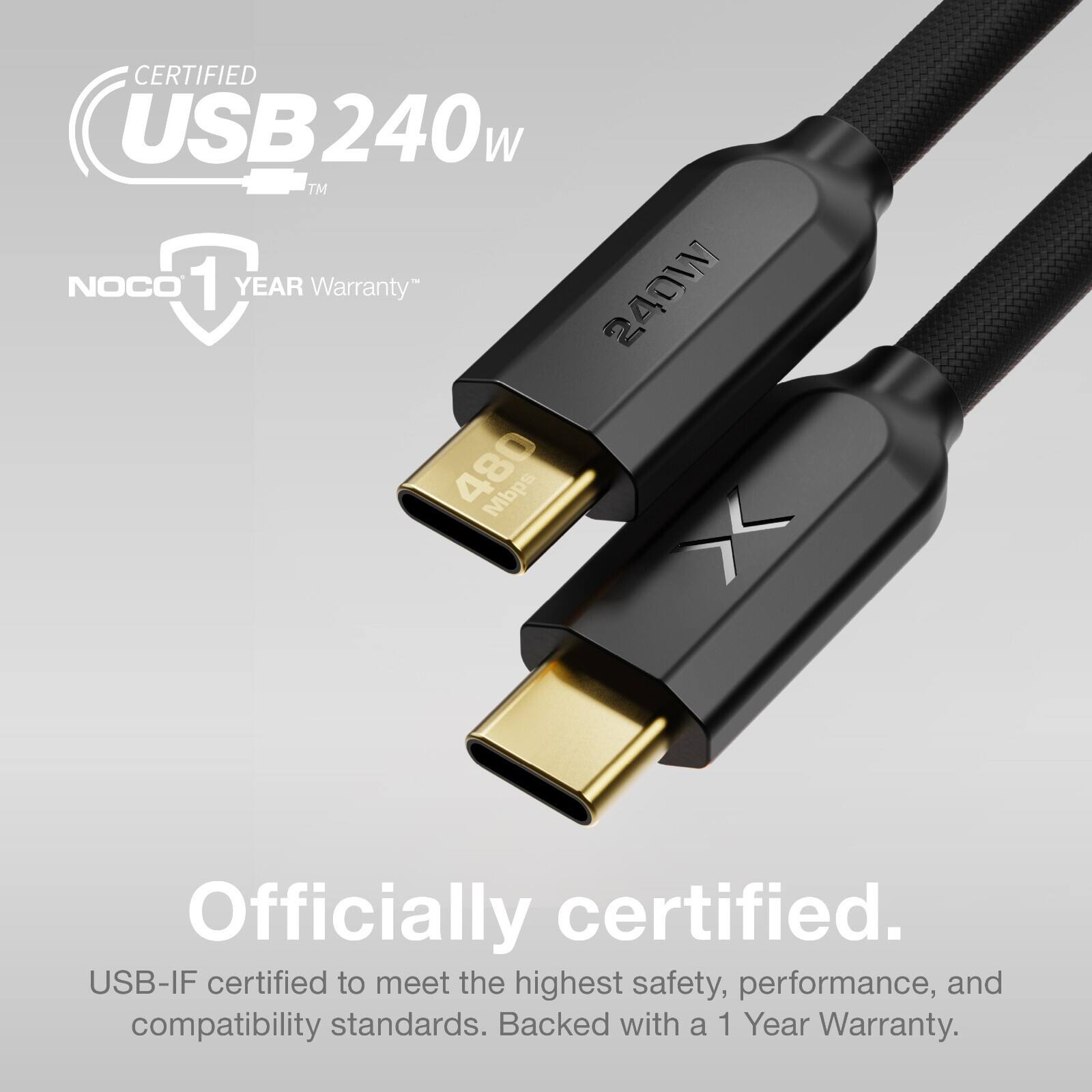 CERTIFIED USB 240W TM NOCO 1 YEAR Warranty

240W 480 Mbps Officially certified. USB-IF certified to meet the highest safety, performance, and compatibility standards. Backed with a 1 Year Warranty.