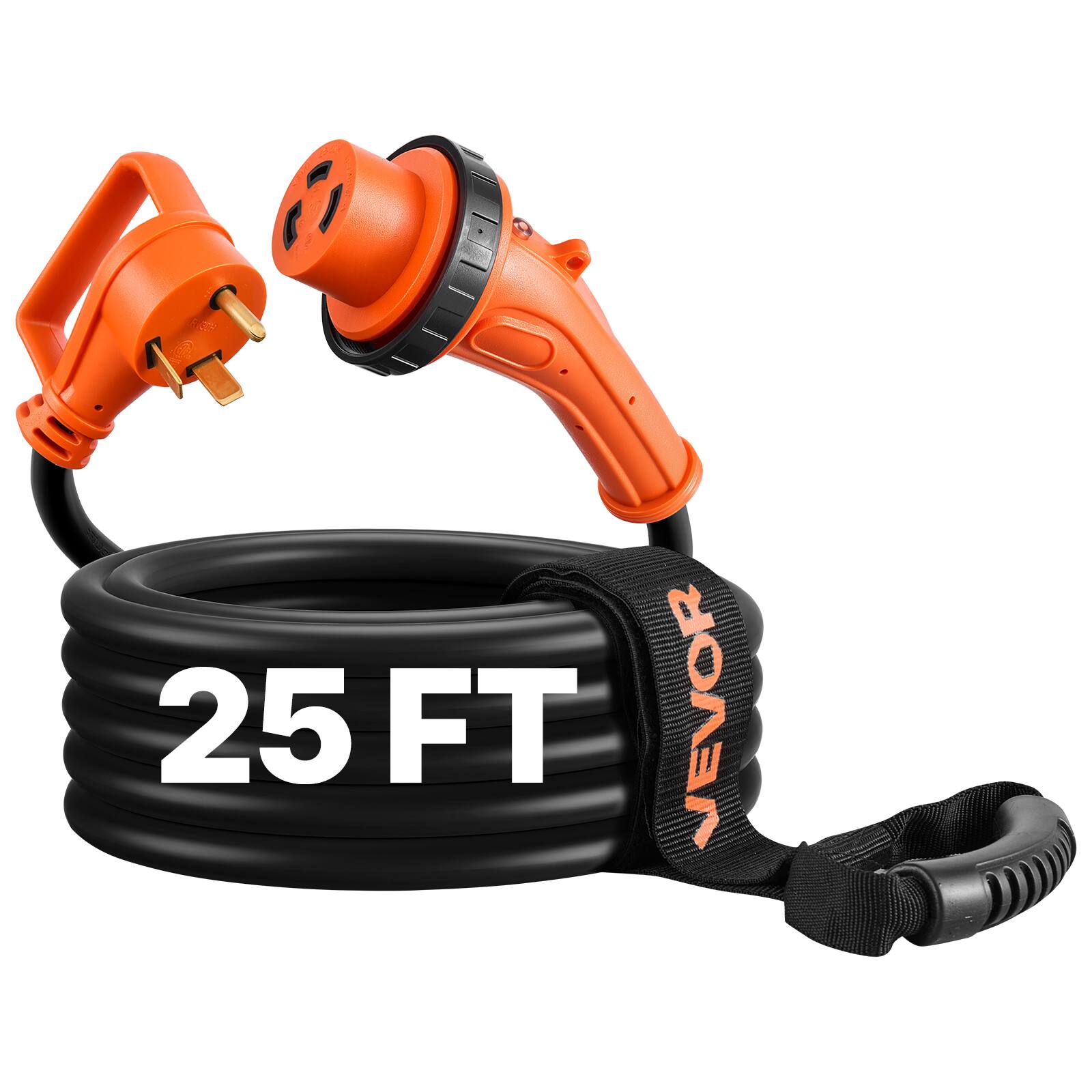 Alt View 4. VEVOR - 30 Amp 25 Feet RV Power Cord, 125V 3750W, Heavy Duty 10/3 Gauge STW Generator Cord, NEMA TT-30P to NEMA L5-30R - Orange;Black.