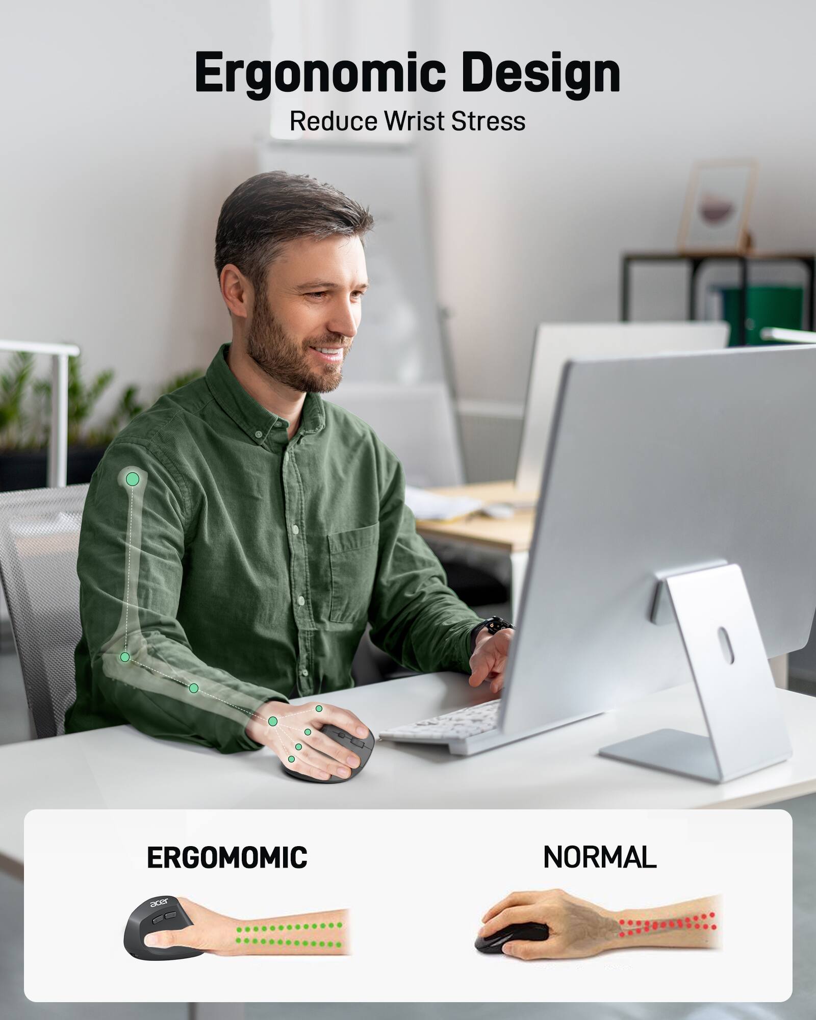 Ergonomic Design, Reduce Wrist Stress, ERGOMOMIC, NORMAL