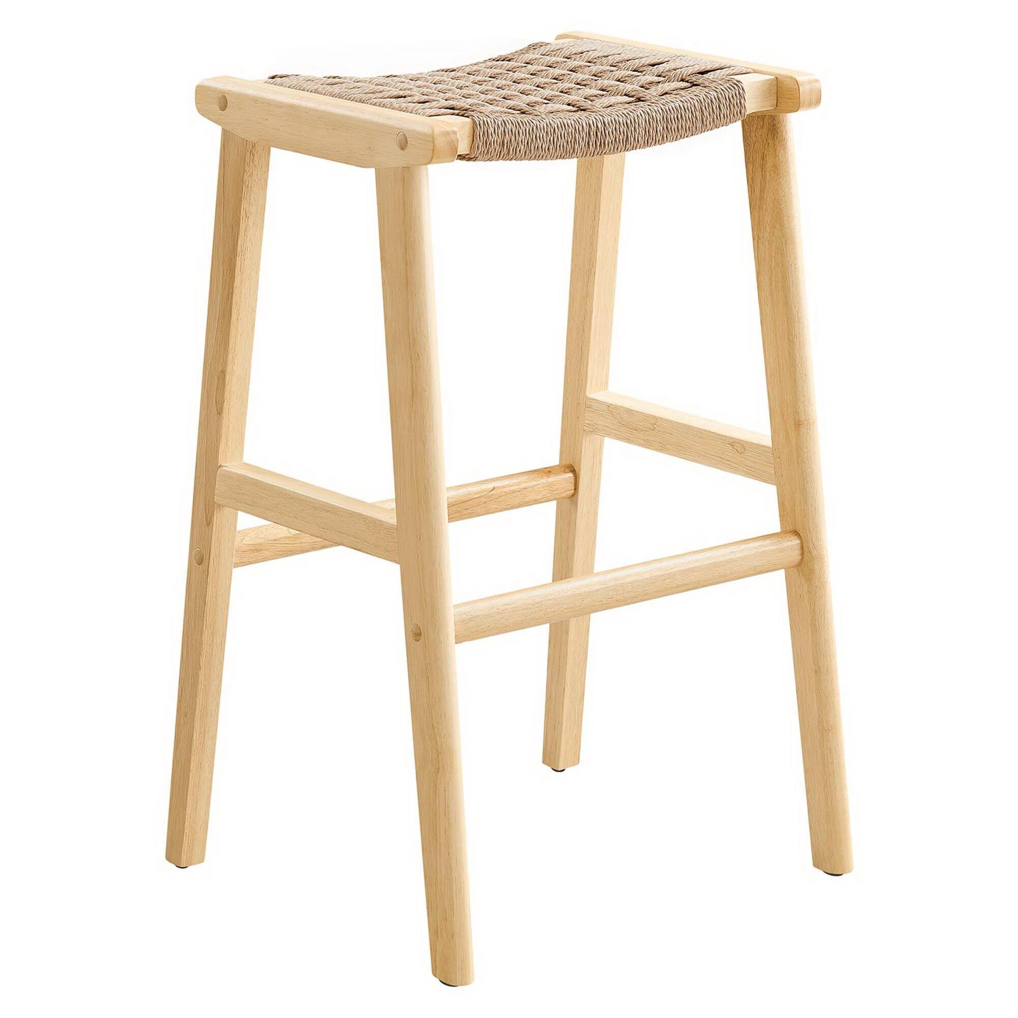 Alt View 2. Modway - Saoirse Woven Rope Wood Bar Stool Set of 2 by Modway - Natural Natural.