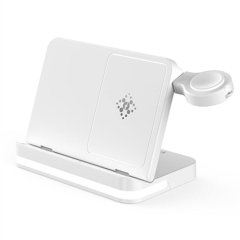 Front. RISOKEYS - 3-in-1 Wireless Charger - Power Adapter for Apple Devices, Charger Station with Foldable Design, Fast Charging.