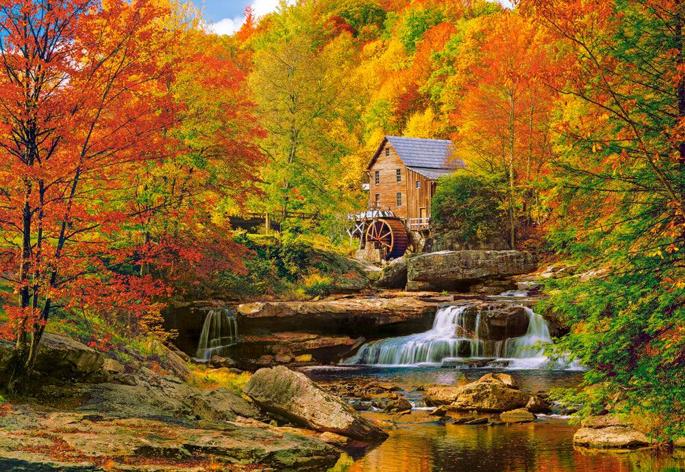 Angle. Castorland - CASTORLAND 1000 Piece Jigsaw Puzzles, Magical Autumn, Water mil, Nature puzzles, Waterfall, Adult Puzzle, C-104918-2 - Red.