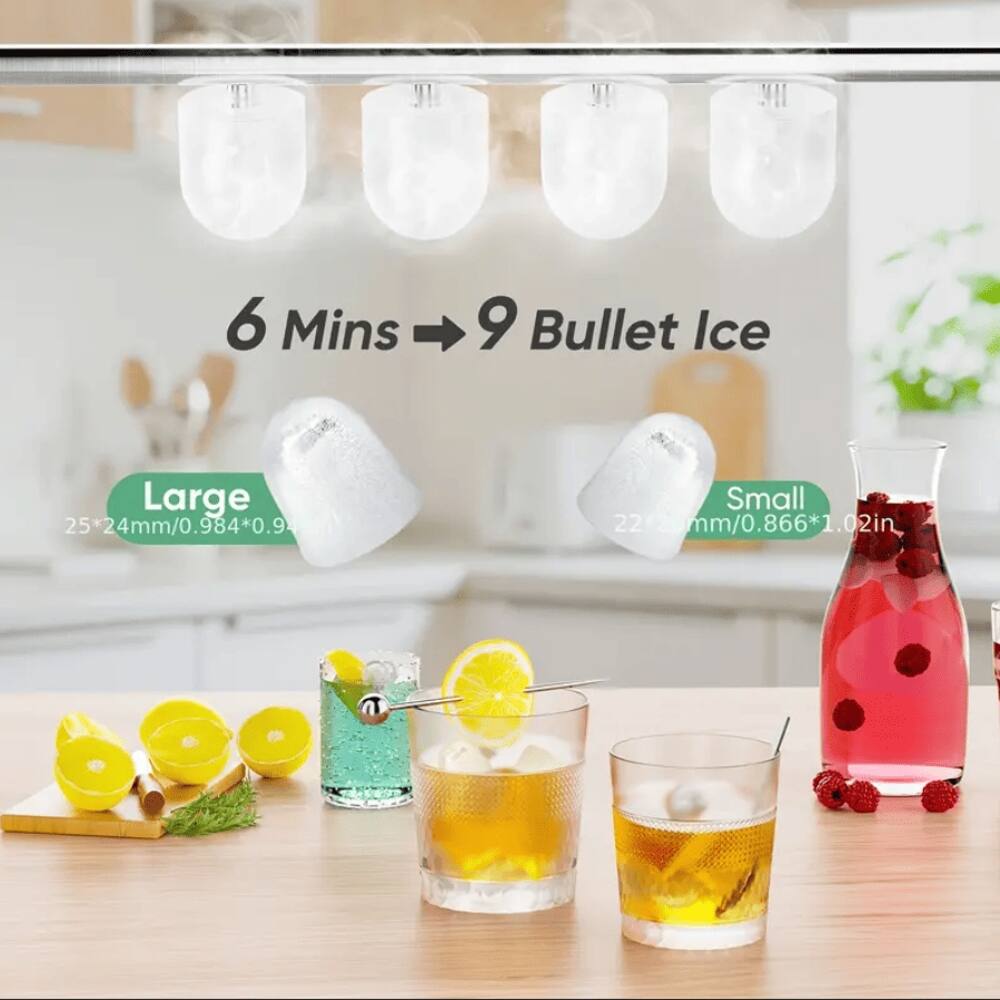 6 Mins → 9 Bullet Ice  
Large 25*24mm/0.984*0.9  
Small 22mm/0.866*1.02in