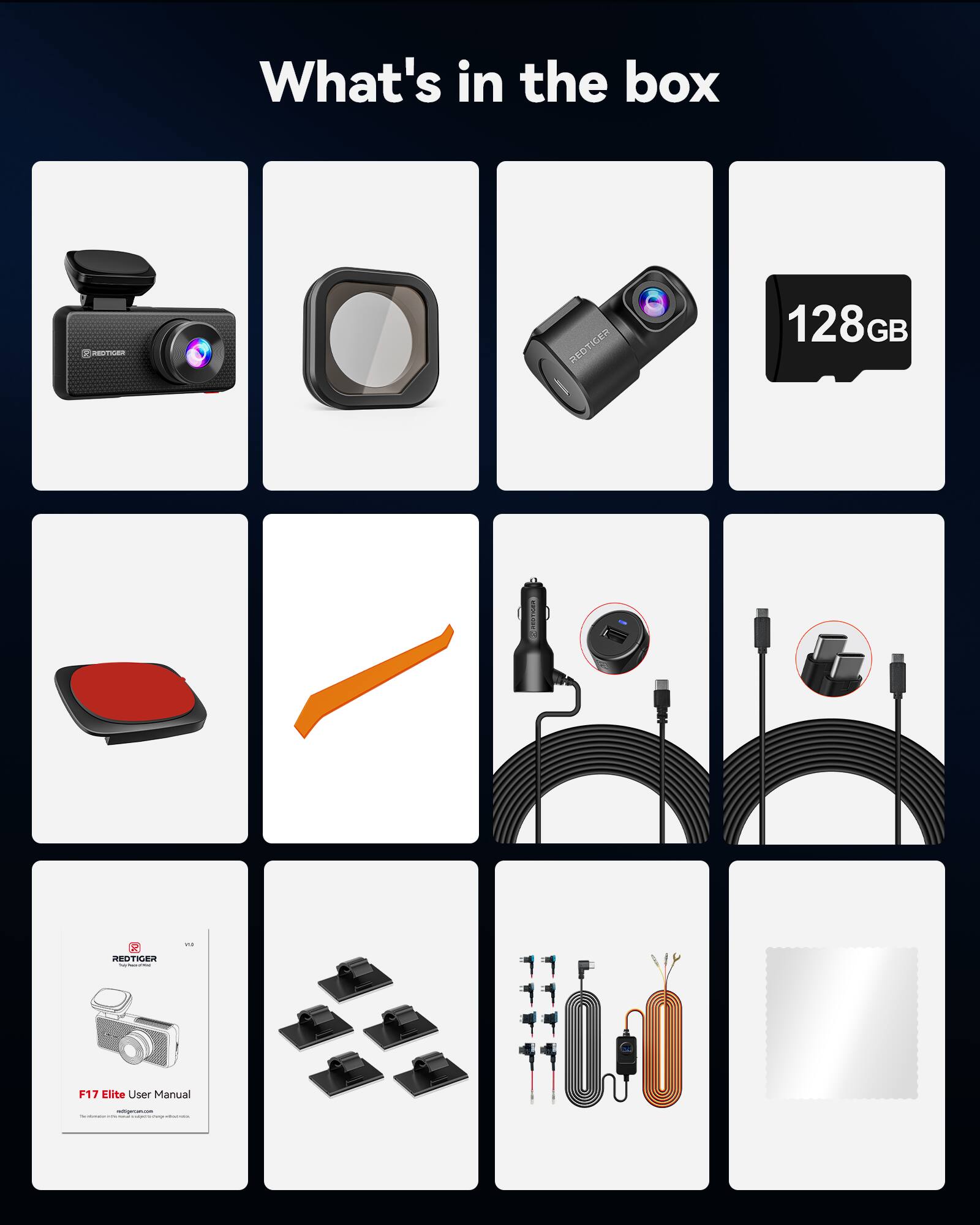 What's in the box - REDTIGER TICER 128GB - F17 Elite User Manual